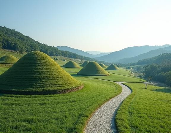 경주 대릉원 고분들이 고요하게 늘어선 모습